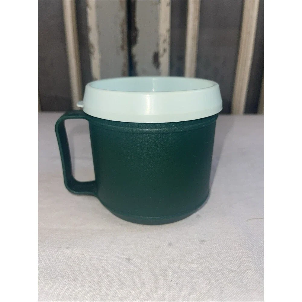 Vintage Aladdin Stanley 12 oz Insulated Coffee Cup Mug No. S12 Green Made in USA
